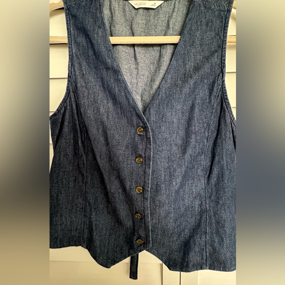 Lauren Conrad button front denim vest - Picture 2 of 8